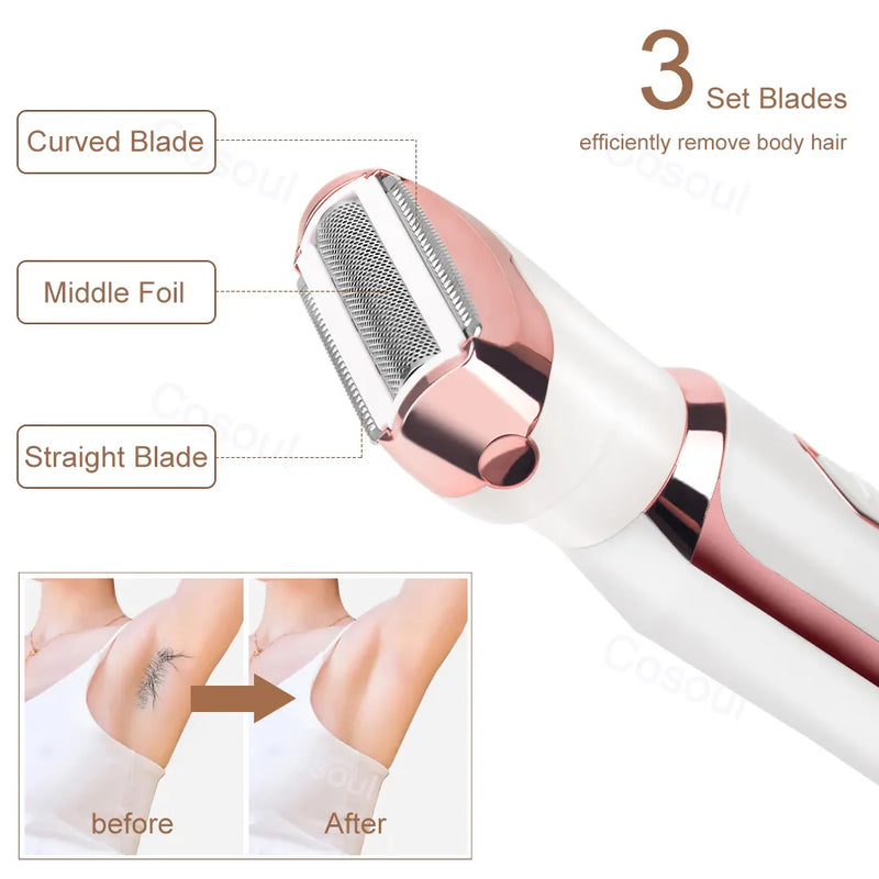 Depilador  Elétrico Feminino Multifuncional - Perfeito para todas as áreas do corpo. Portátil, indolor, recarregável,sem fio. Remoção de todos os tipos de pelo (fino ou grosso). Sua pele lisinha de forma prática e sem dor.